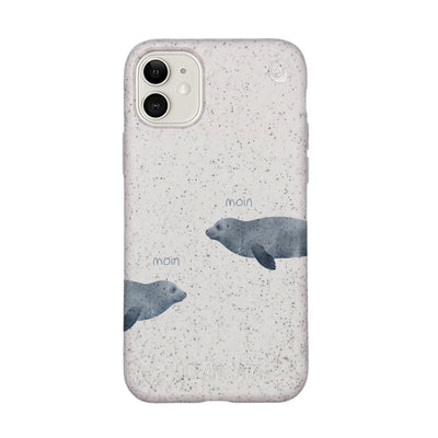iPhone 11 Hülle - Robbe weiß - "mooornin" - nachhaltig