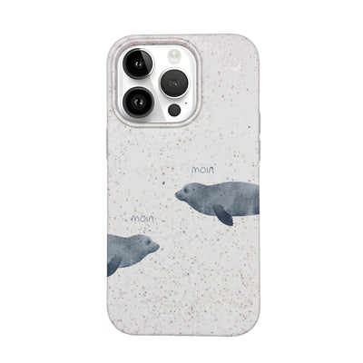iPhone 14 pro Hülle - Robbe weiß - "mooornin" - nachhaltig