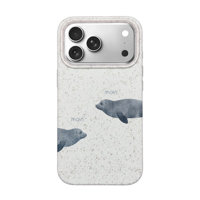 iPhone 18 Pro / 17 Pro Hülle - Robbe weiß - "mooornin" - nachhaltig