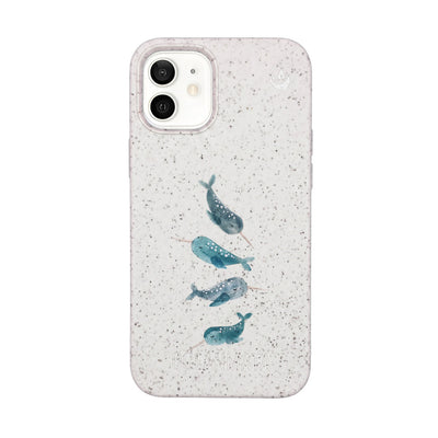 iPhone 12 mini Hülle - Narwal weiß - "Narwhale" - nachhaltig