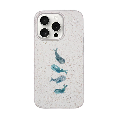 iPhone 15 pro Hülle - Narwal weiß - "Narwhale" - nachhaltig