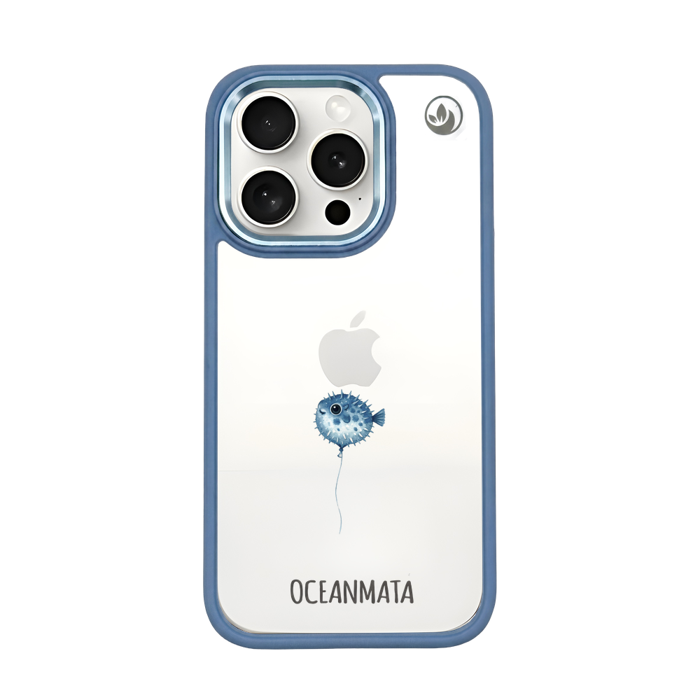 iPhone 15 pro max Hülle - kugelfisch blau - "Pufferfish" - nachhaltig
