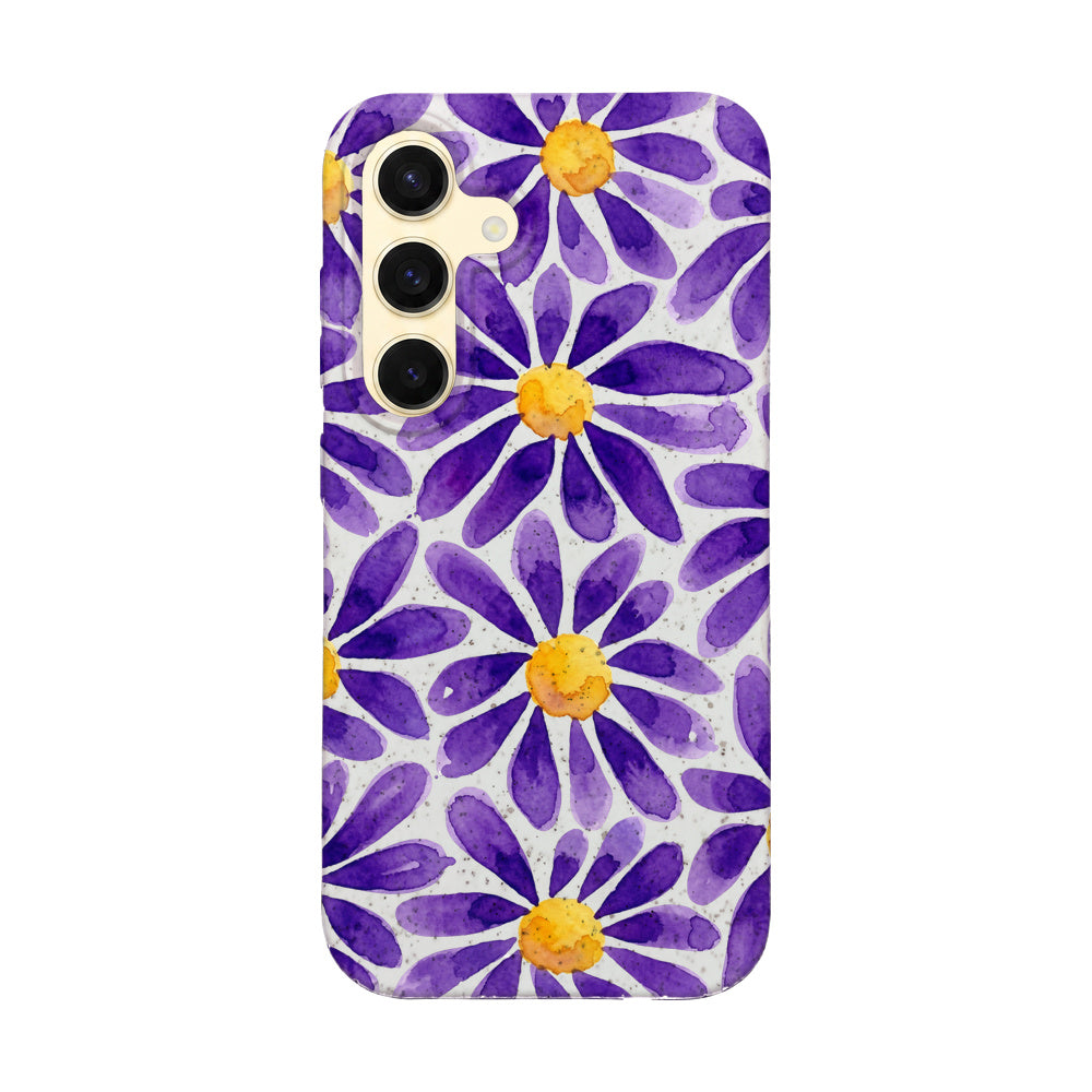 Biologisch abbaubare Handyhülle Samsung S24 Purplebloom — kompostierbar — Vorderseite