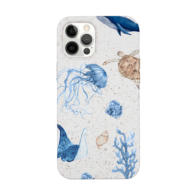 iPhone 12 pro / iPhone 12 Hülle - weiß Schildkröte - "Sea Turtle & Friends" - nachhaltig