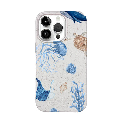 iPhone 14 pro max Hülle - weiß Schildkröte - "Sea Turtle & Friends" - nachhaltig