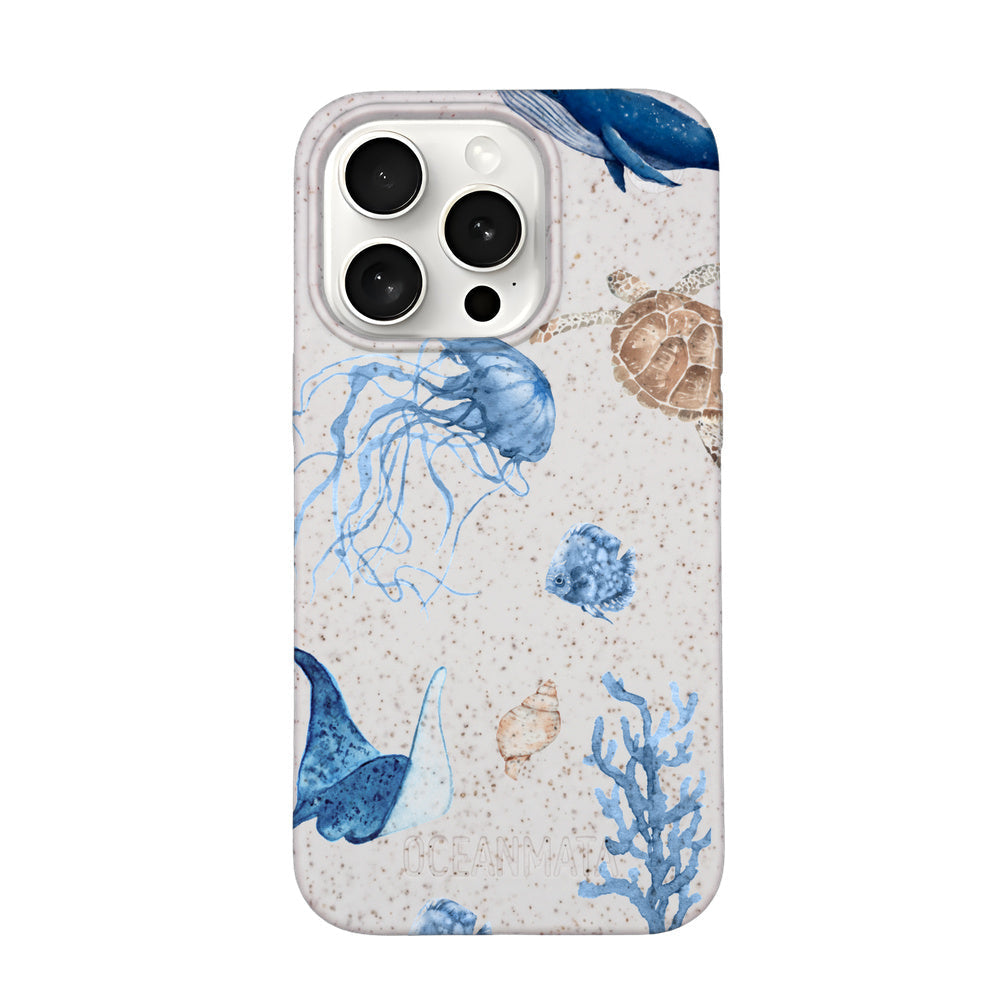 iPhone 15 Pro Max Case - White Turtle - "Sea Turtle & Friends" - Sustainable