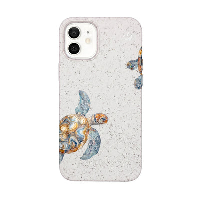 iPhone 12 mini Hülle - Schildkröte weiß - "TurtleGaze" - nachhaltig