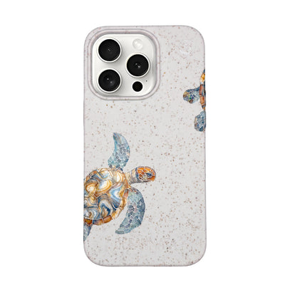 iPhone 15 pro Hülle - Schildkröte weiß - "TurtleGaze" - nachhaltig