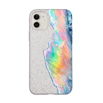 iPhone 11 Hülle - Regenbogen Welle weiß - "WaveOfPride" - nachhaltig