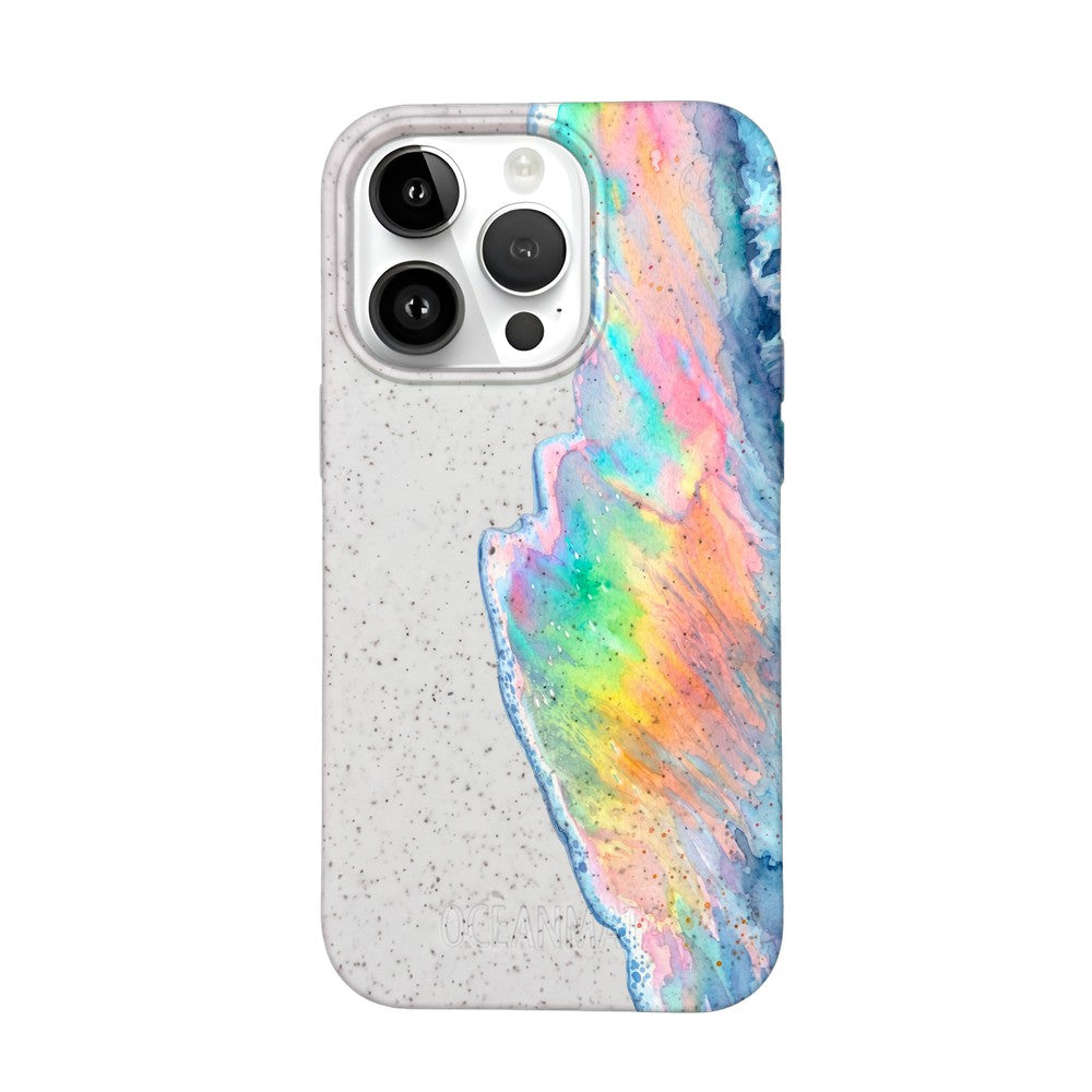 iPhone 14 pro Hülle - Regenbogen Welle weiß - "WaveOfPride" - nachhaltig