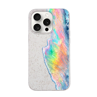 iPhone 15 Pro Max Case - Rainbow Wave White - "WaveOfPride" - sustainable