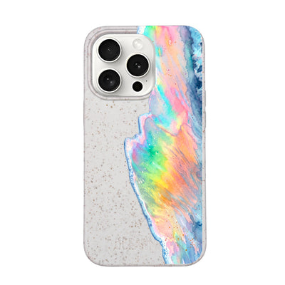 iPhone 15 Pro Max Case - Rainbow Wave White - "WaveOfPride" - sustainable