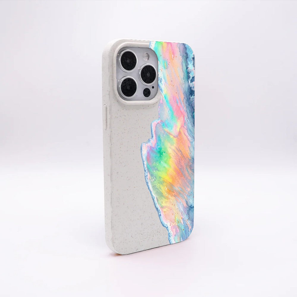 iPhone 16e Case - Rainbow Wave White - "WaveOfPride" - sustainable