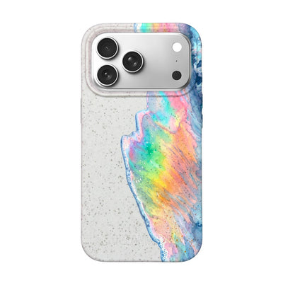iPhone 17 Pro Case - Rainbow Wave White - "WaveOfPride" - sustainable