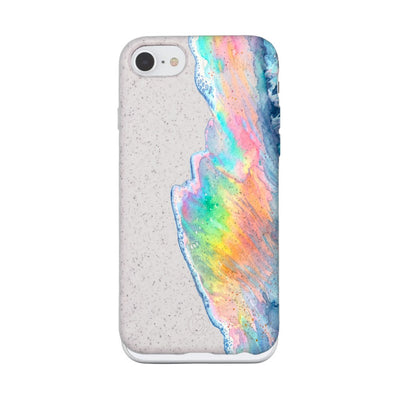iPhone SE/7/8 Hülle - Regenbogen Welle weiß - "WaveOfPride" - nachhaltig