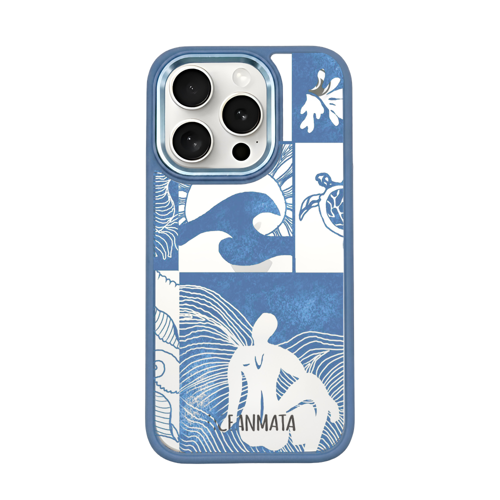 iPhone 15 pro max Hülle - Line Art Ocean - "Waves of Balance" - nachhaltig