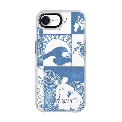 iPhone 16e/17e Case - Line Art Ocean - "Waves of Balance" - sustainable