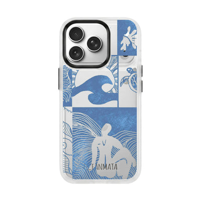 iPhone 17 Pro Case - Line Art Ocean - "Waves of Balance" - Sustainable