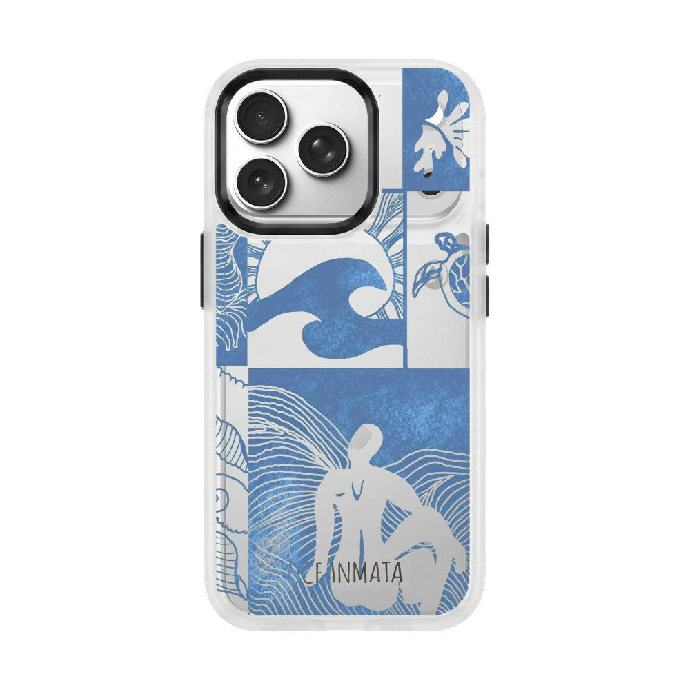 iPhone 17 Pro Case - Line Art Ocean - "Waves of Balance" - Sustainable