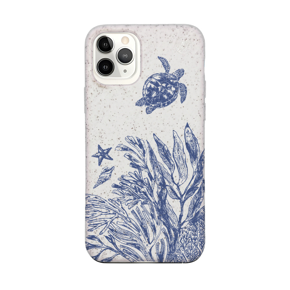 iPhone 11 Pro Case - Turtles White - "White Silent Waves" - sustainable
