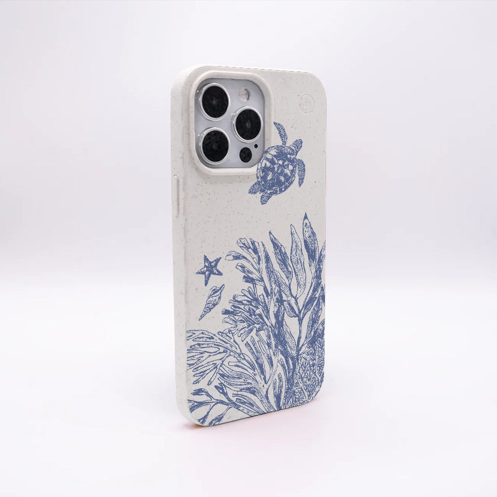 iPhone 11 Pro Case - Turtles White - "White Silent Waves" - sustainable