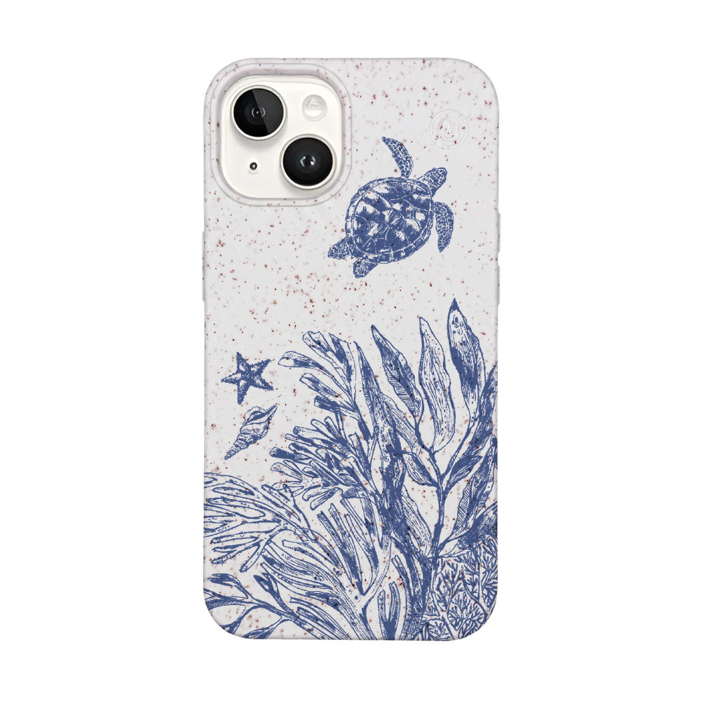 iPhone 14 Case - White Turtles - "White Silent Waves" - sustainable