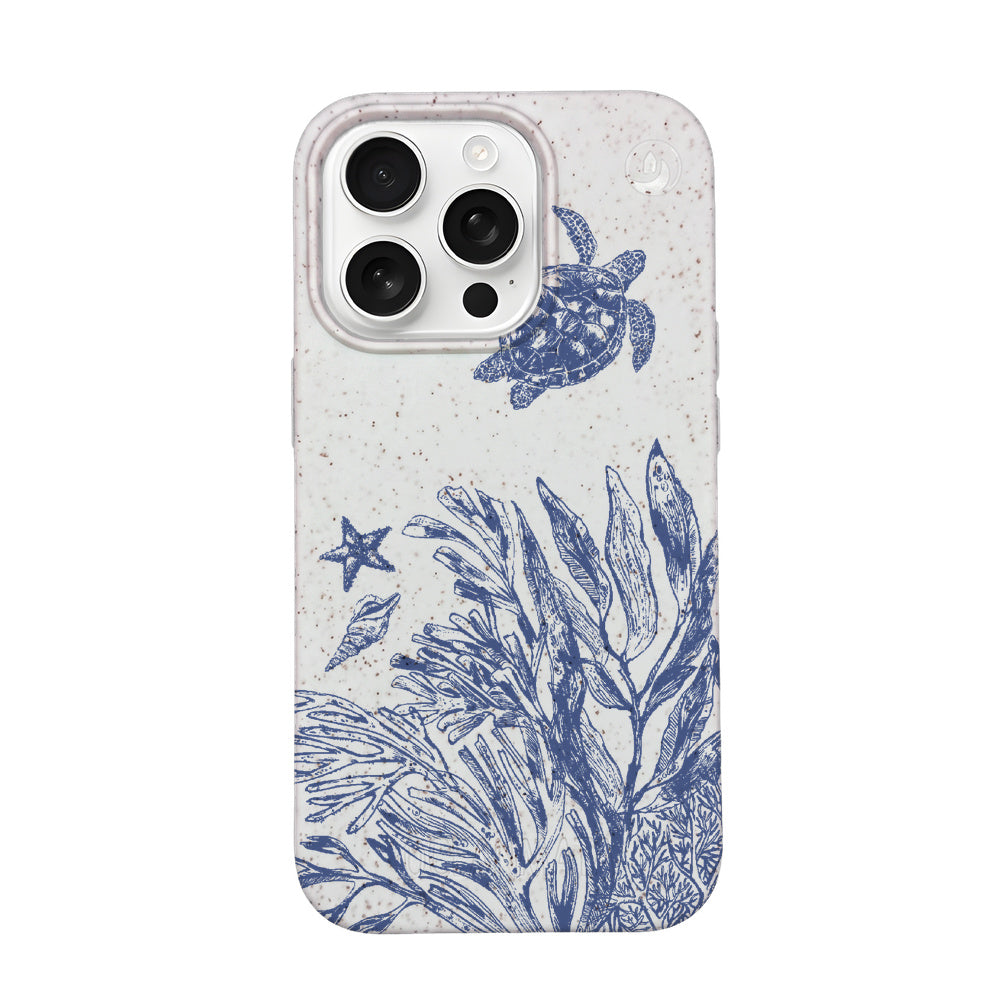 iPhone 16 Pro Max Case - Turtles white - "White Silent Waves" - sustainable