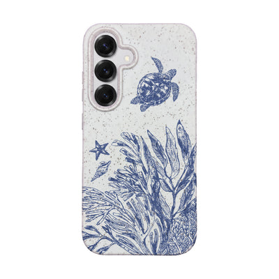 Samsung S25 Case - Turtles White - "White Silent Waves" - sustainable