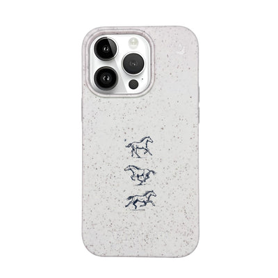 iPhone 14 pro Hülle - Pferd weiß - "wild" - nachhaltig