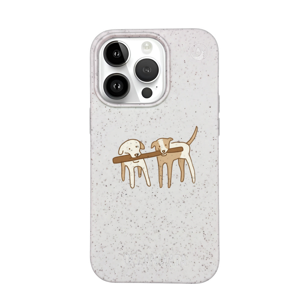 iPhone 14 Pro Max Case - Dogs White - "Woof" - Sustainable