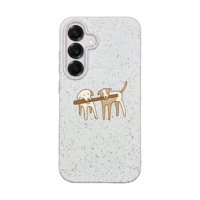 Samsung S25 Case - Dogs white - "Woof" - sustainable